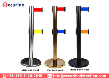 Stainless Steel Security Bollards Outdoor Metal Queue Way Retractable Safety Barriers