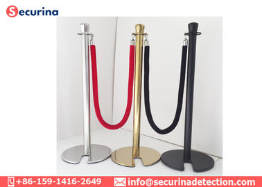 Portable Queue Rope Crowd Control Barrier Poles Stand Stainless Steel For Hotel / Bank