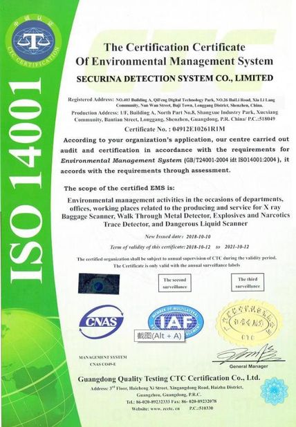China Securina Detection System Co., Limited certification